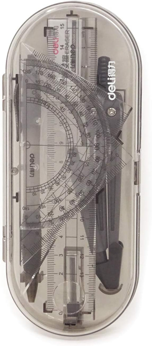 Honbay 8PCS Math Geometry Kit Set for Student, Engineering Drawing - Compass, Mechanical Pencil, Rulers, Protractor