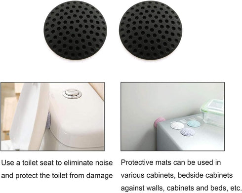 HJ Garden 2PCS Black Wall Protectors, Door Handle Bumpers, Rubber Self Adhesive Silencer Crash Pad for Home Office