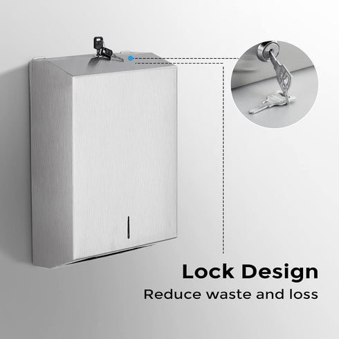 Paper Towel Dispenser Wall Mount - Multifold Trifold Paper Towel Dispensers, Large Capacity Stainless Steel Tissue