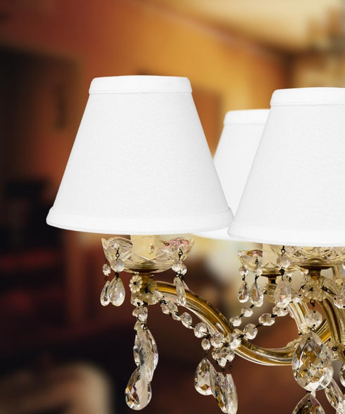 3x6x5 Small White Linen Clip-On Lampshade - for Chandelier Elegance