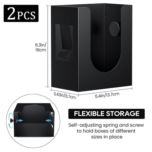 2 Pack, THYGIFTREE Magnetic Glove Box Holder Wall Mount Metal Rubber Disposable Latex Gloves Tissue Dispenser for Tool