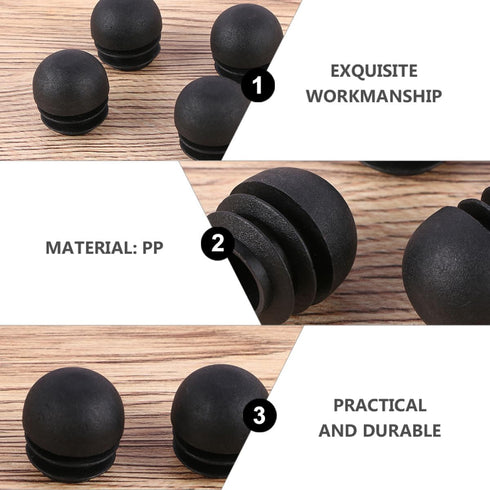 50pcs 25mm Zerodeko Black Round Tubing End Caps Furniture Leg Plugs Table Chair Leg Inserts Floor Protectors, Diameter