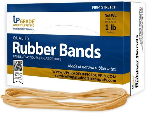 UPG225117B Rubber Bands, Upgrade Office Supply, Size #117B (7" x 1/8"), Natural Crepe, Made in USA (1 Pound Box)