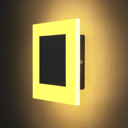10W Non-Dimmable 3000K Kawell Square Acrylic LED Wall Sconce Hardwired Black Wall Light Fixture for Bedroom, Living