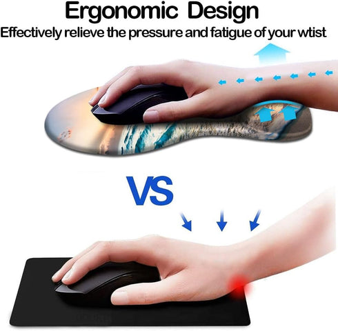 DOOKE Ergonomic Mouse Pad with Wrist Support, Non-Slip PU Base for Home Office Working and Pain Relief