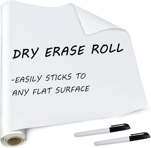 T&W SAME FILM White Board for Wall - Dry Erase Stickers with 2 Fine Tip Markers, Adhesive Whiteboard for Various