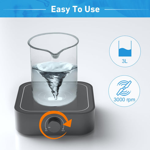 Rechargeable Magnetic Stirrer 3000rpm Stir Plate with Stir Bar, Mini Magnetic Mixer for 3000mL Capacity
