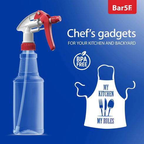 Bar5F 16-Ounce 2-Pack Empty Plastic Spray Bottles BPA-Free Food Grade Crystal Clear M-Series Fully Adjustable Sprayer