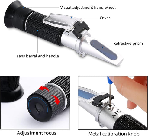 VGVGV 0-20% Brix Refractometer, Brix Refractometer Handheld Sugar Refractometer Sugar Concentration With ATC Sweetness