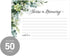 Pack 50 4" 6" Lush Greenery Share A Memory Card / Beautiful Memorial Event Floral Note Cards / x Flat Celebration