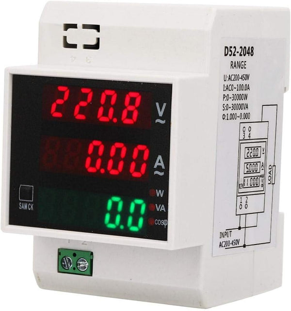 YWBL-WH Power Meter Digital Energy Meter, LED Active Multi-Functional for Measuring AC Voltage and Current