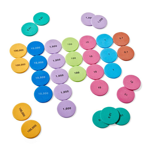 hand2mind Soft Foam Place Value Disks, 8 Values, Counting Chips for Kids, Pack of 200