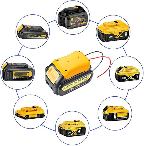 2 Packs Upgrade for DeWALT Battery Adapter Power Source Mount for Dewalt 20V Battery Adaptor Dock with Wires Battery Converter Connector DIY Power Wheel Adapter Truck Robotics Toys