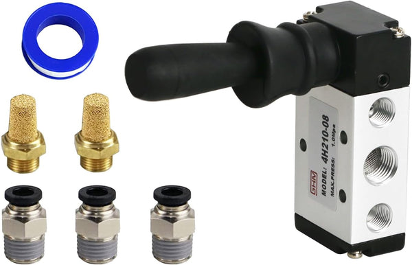 GHM PNEUMATIC 1/4"NPT 5 Way 2 Position Lever Operated Manual Valve 4H210-08
