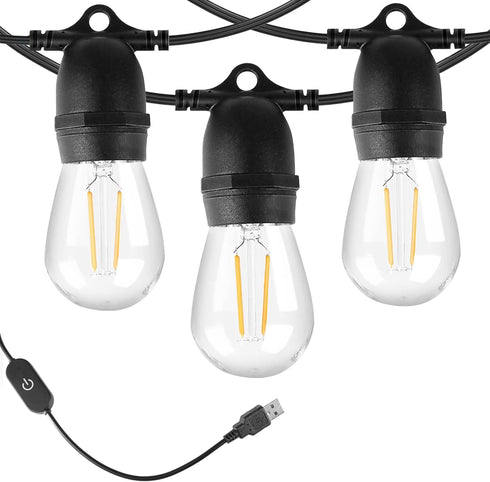 BRIMAX 24.6Ft USB Powered String Lights,10 LED Bulbs Waterproof & Shatterproof Outdoor