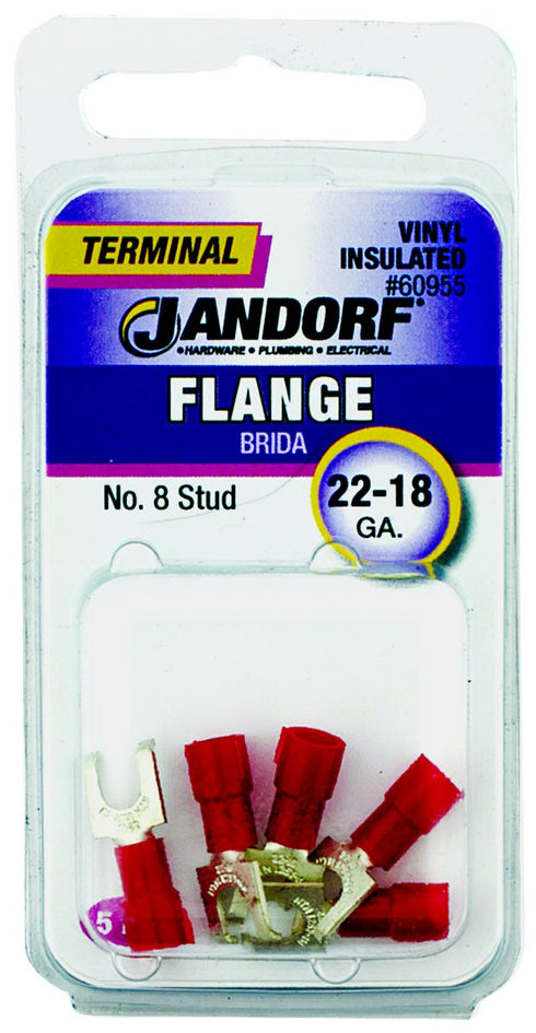 Terminal, Flange, 22-18 Gauge, Vinyl, #8 Stud: Reliable Solution for Efficient Wiring