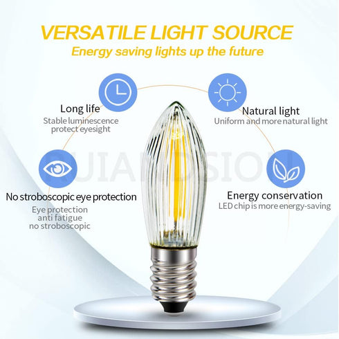 E10 Bulb 0.5W 14-55V Dimmable (Pack 2) Ruiandsion LED Chandelier Pendant Night Light Freezer Low Heat for Bedroom Wall