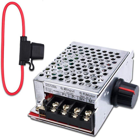 KeeYees 7-70V 30A PWM DC Motor Speed Controller Switch for 12V 24V 36V 48V with 30 Amp Fuse