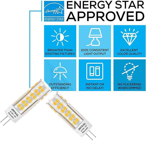 G4 Bulb Dimmable,Soft 3000K,Bi-pin T3 12V AC/DC,60-70W Path,4-Pack LED Warm White JC Type Halogen Replacement