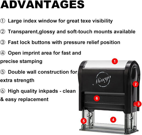 Miseyo Self Inking Paid Stamp with Date, Check Number, Amount - Red Ink