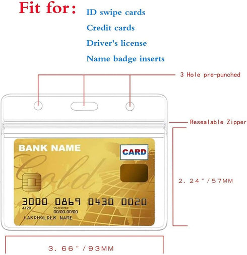 Horizontal Sealable Waterproof Badge Holders - Clear Plastic Name Tag ID Card Holder (10PCs)