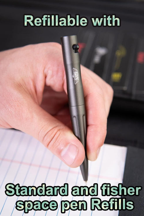 UZI Tactical Bolt Action Pen, Ultra Durable Aircraft Aluminum Ballpoint Writing Tactical Pen in Gun Metal