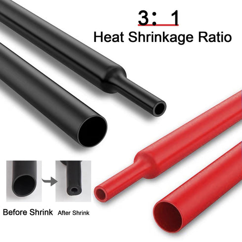 8Pcs 2/0 AWG Heavy Duty Tinned Copper Wire Lugs with 16Pcs Heat Shrink Tubing, Battery Cable Ends, Copper Ring Terminals