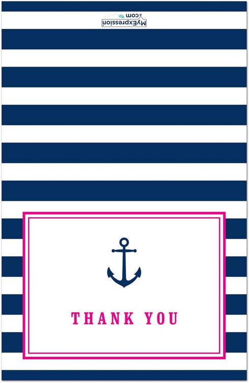 Nautical Baby Shower Thank You Cards - Navy Stripes
