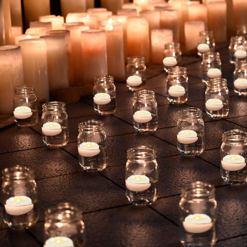 PUNPUBA 36pack 3 100+ Flameless Led Floating Candles, Plastic Tealights Battery Operated Flickering Hour Waterproof