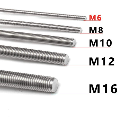 Feelers 304 Stainless Steel M6-1.0 Fully Threaded Rod, 250mm Length, Pack of 2