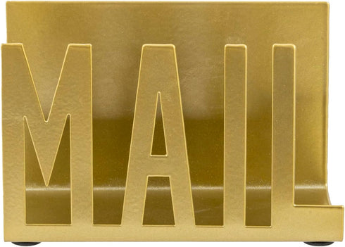 MyGift Modern Metal Desktop Mail Holder, Gold Office Desk Letter Sorter Organizer with MAIL Cutout Design