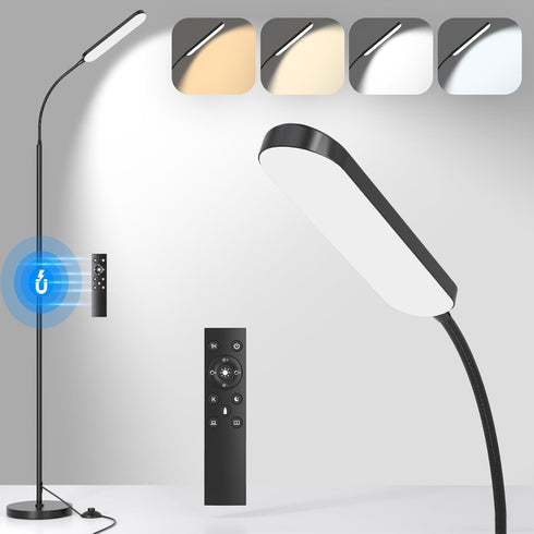 LED Floor Lamp with Remote Control Foot Switch for Living Room, Stepless