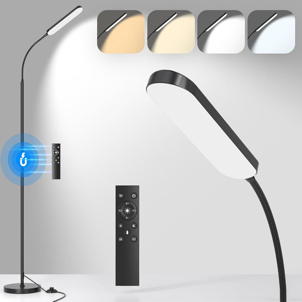 LED Floor Lamp with Remote Control Foot Switch for Living Room, Stepless