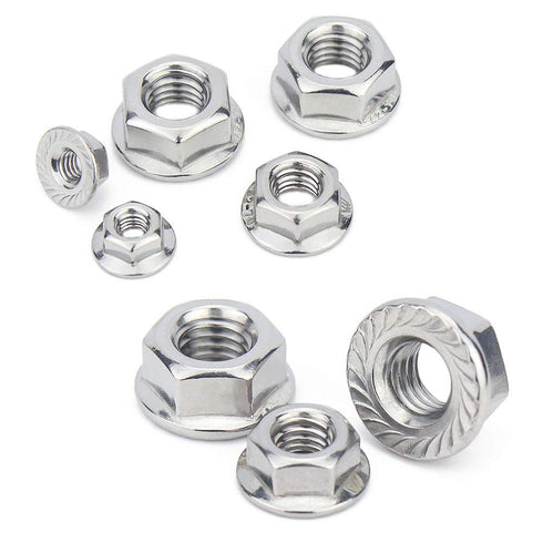 M8 x 1.25mm Serrated Flange Hex Lock Nuts, SpzcdZa 25pcs 304 Stainless Steel Metric Hex Flange Lock Nuts