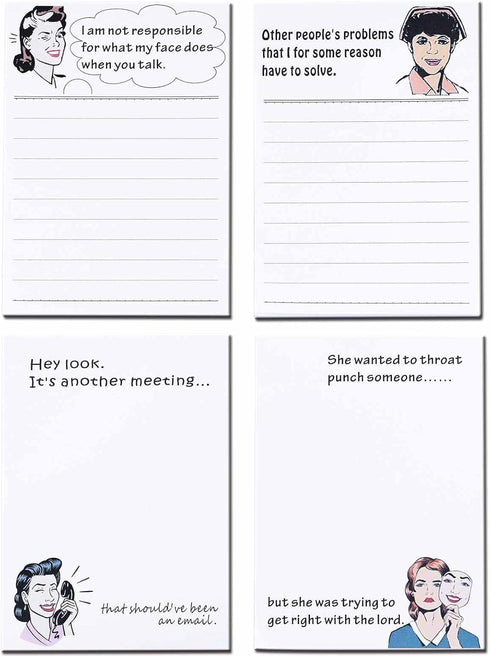 DUGUTUL 4 x 5.5 in Funny Novelty Memo Pads, 200 Sheets, Perfect Coworker Gifts for Women, Office Note Pad (A)