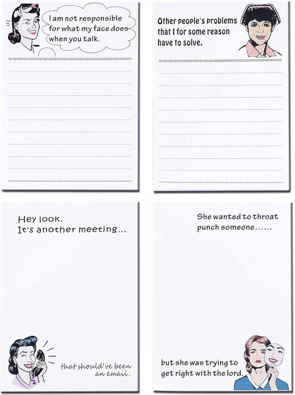 DUGUTUL 4 x 5.5 in Funny Novelty Memo Pads, 200 Sheets, Perfect Coworker Gifts for Women, Office Note Pad (A)