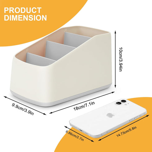 Remote Control Holder Organizer with 4 Compartments, Caddy/Box/Tray for Bedside Table/Office Desk, Desktop Storage