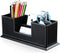 KINGFOM Office Supplies Desk Organizer, PU Leather Storage Box with 4 Divided Compartments for Pen, Business Card,