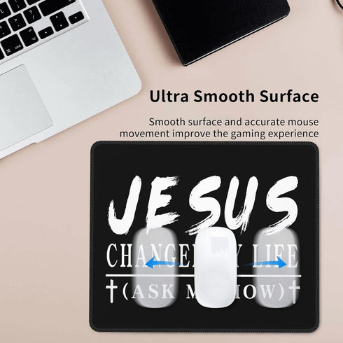 Generic 7.9 9.5 Jesus Changed My Life Christian Cross Mousepad Computer Thick Rubber Overlock Slide Gaming Mouse Mat