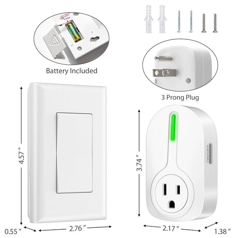 K KASONIC Wireless Remote Control Outlet, Indoor Remote Light Switch for Plug in Lamp, 100 Feet Away