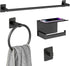 Matte Black Bathroom Accessories Set 4-Pieces, Towel Racks for Bathroom 24Inch Towel