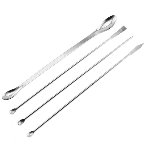 Maxmoral 1 Set Stainless Steel Micro Lab Sampling Scoop Spatulas, Combination Reagent Spoon, Pack of 4