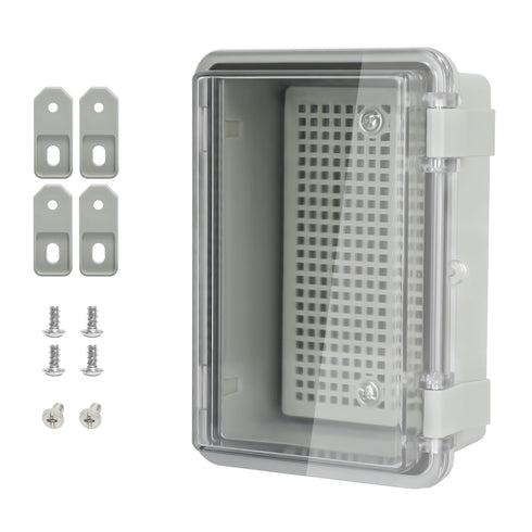 ABS Plastic Dustproof Waterproof IP65 Junction Box, Hinged Shell Electrical Project Enclosure with Clear Cover
