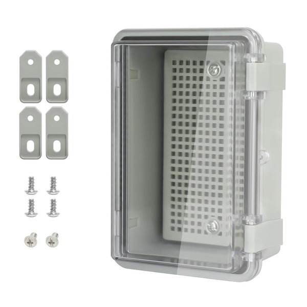 ABS Plastic Dustproof Waterproof IP65 Junction Box, Hinged Shell Electrical Project Enclosure with Clear Cover