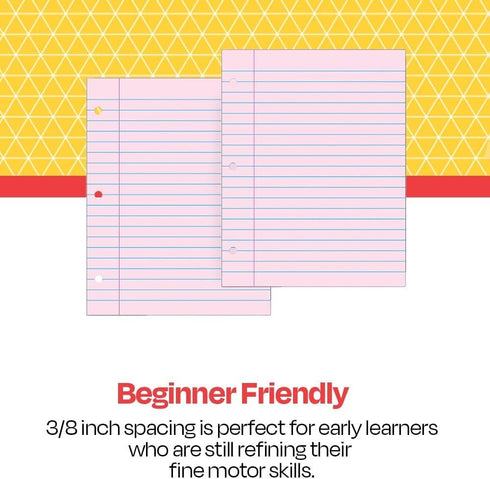 School Smart 3-Hole Punched Filler Paper, 8-1/2 x 11 Inches, Pink, 100 Sheets