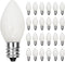 SUNSGNE C7 LED White Replacement Christmas Light Bulbs, Pack of 25, 0.6W E12 Candelabra Base - Great for Decorative