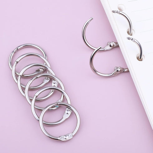 HAUTOCO 100 Pcs Loose Leaf Binder Rings, 0.75 Inch Nickel Plated Metal Rings for School Home Index Cards
