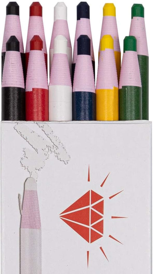 Office 4 All Diamond Peel-Off China Markers, Assorted Pack of 12, Glass, Cellophane, Vinyl, Metal, Skin