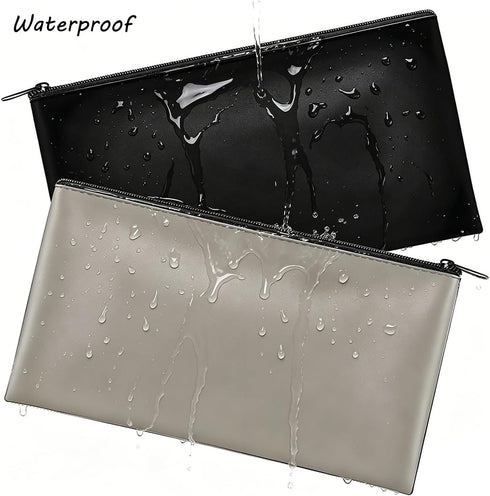 TsuvyXeg 2 Pack Money Bags with Zipper Cash Bank Deposit Pouch Leather Passports Bag Document Holder Check Wallet