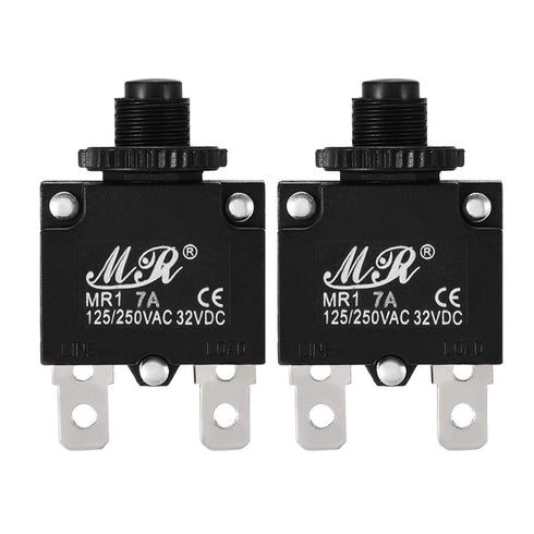 uxcell 2Pcs Thermal Overload Protector AC 125/250V 7A Push Button Reset Circuit Breaker